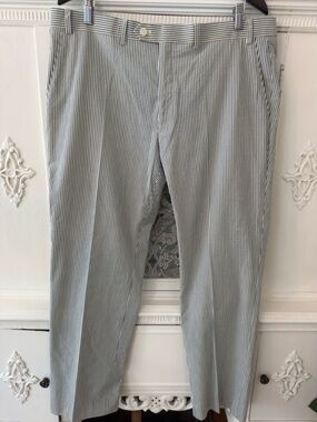 Lauren Ralph Lauren Classic Blue and White Striped Seersucker Pants Trousers